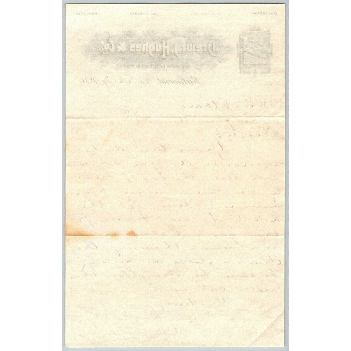 Drewry, Hughes & Co. (Dry Goods) Letterhead Richmond, VA to: Geo. E. Wear - 1894