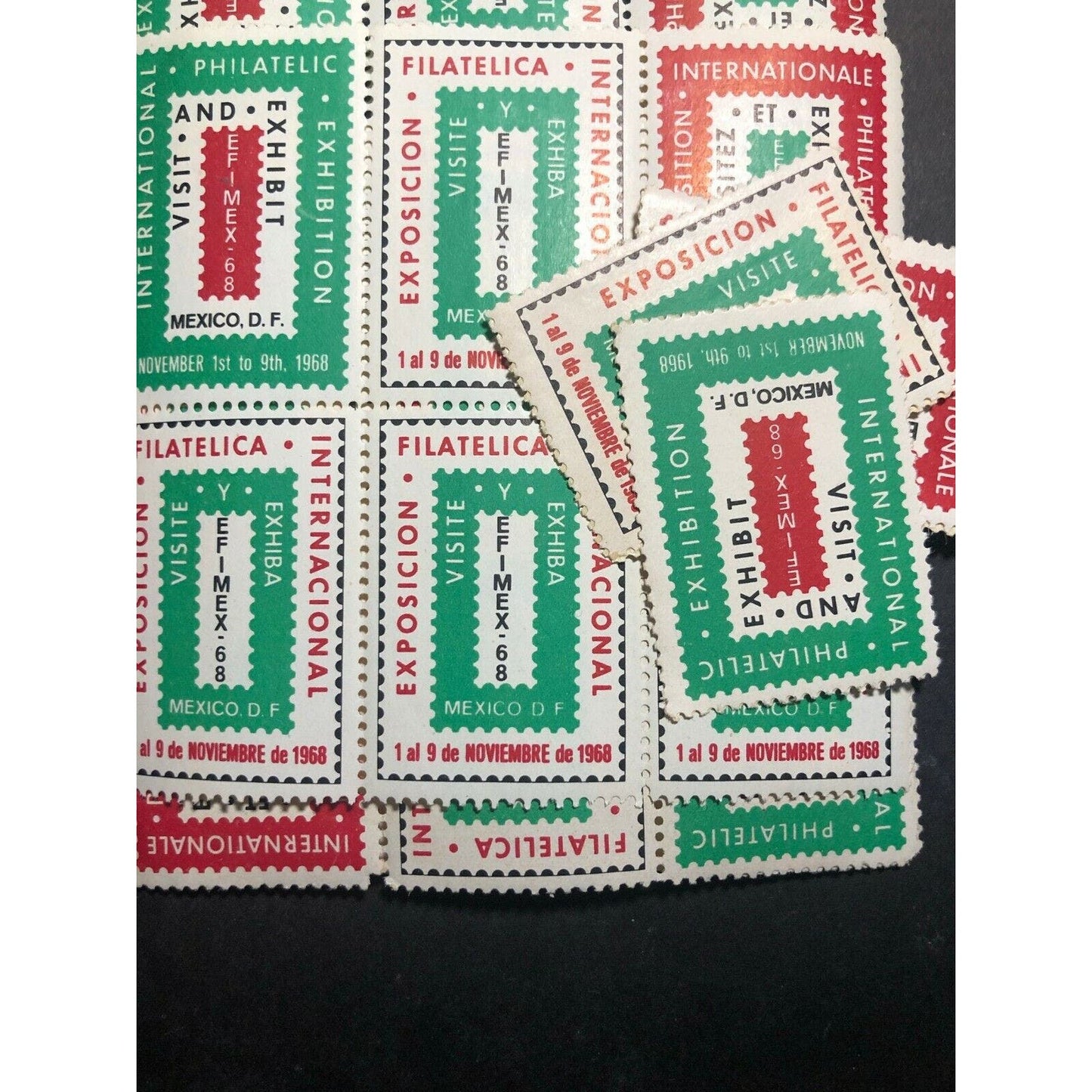 25 Vintage Advertising Stamps w/ Gum Adh 1968 Intl Philatelic Exhibition Mexico