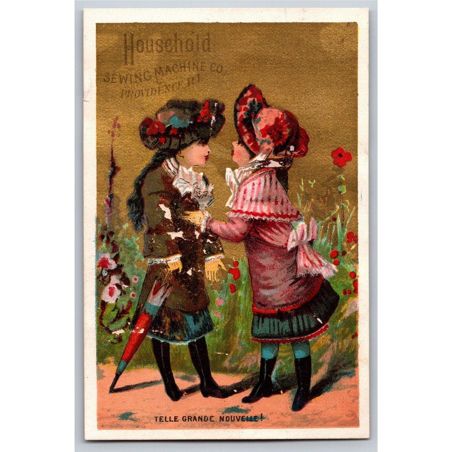 Girls in Black Boots Chat "Telle Grande Nouvelle!" Victorian Trade Card