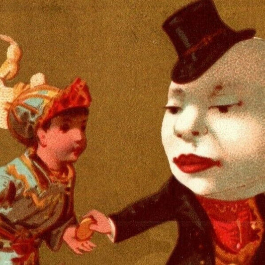 French Victorian Trade Card Gilt Pulling Teeth / Tooth Unmarked Exaggerated