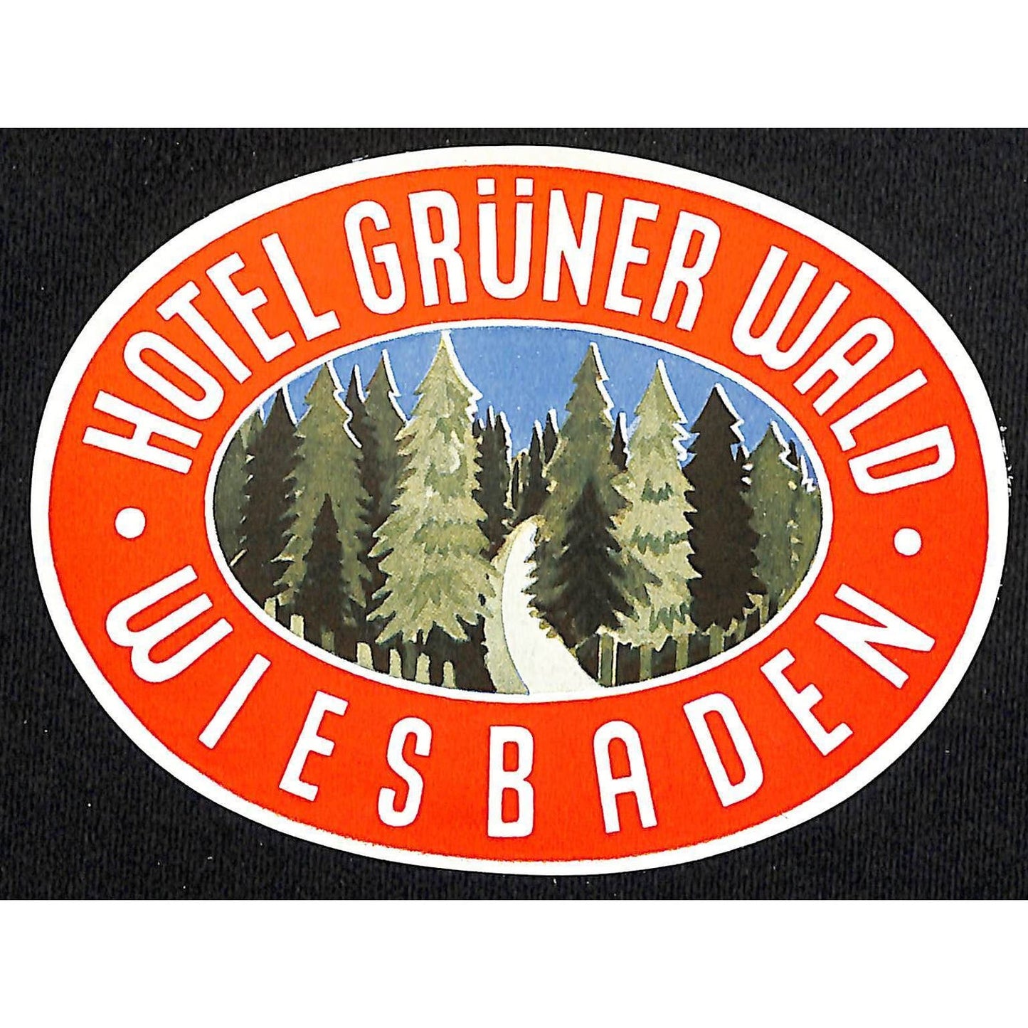 Hotel Grüner Wald Wiesbaden Luggage Label Vintage NOS VGC