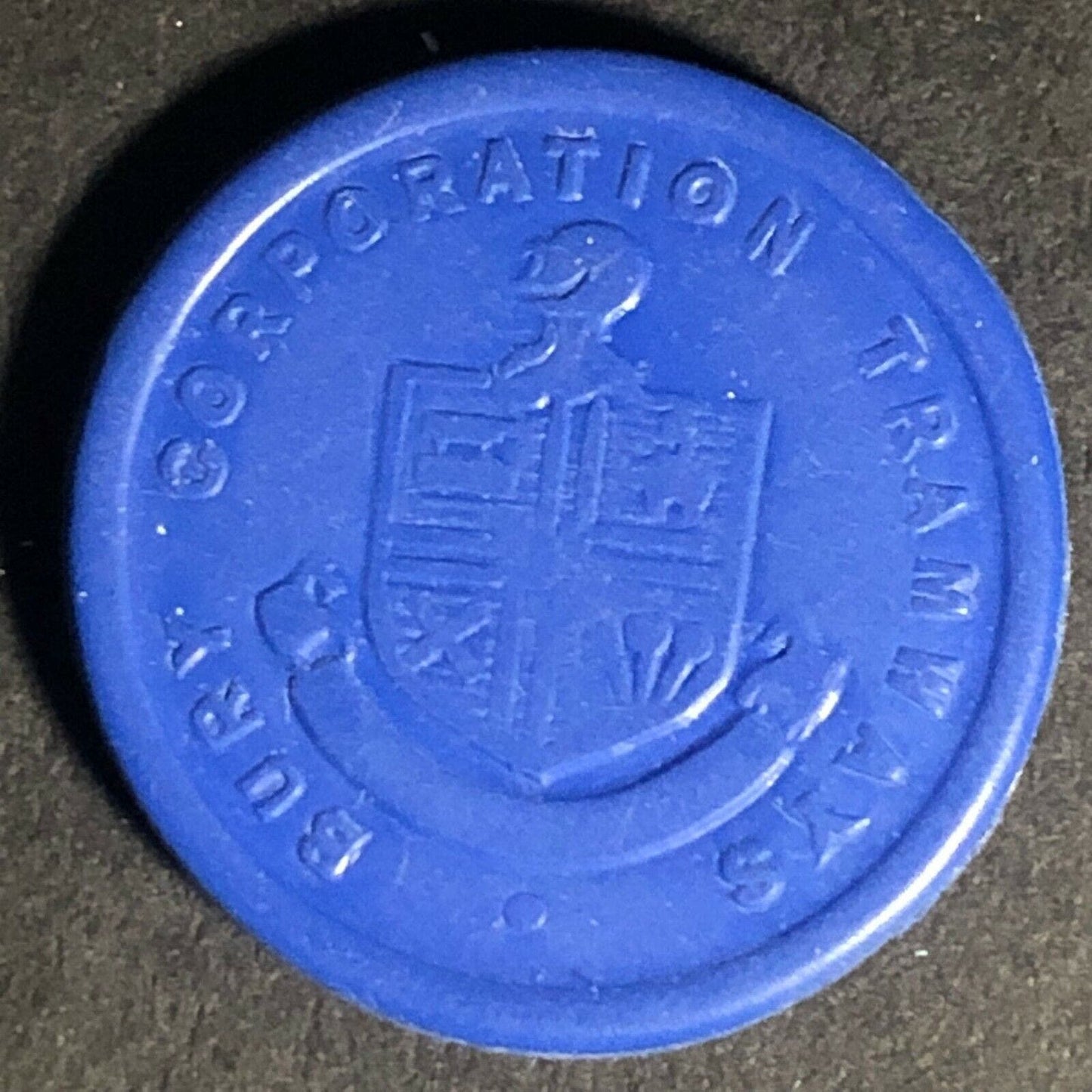 Bury Transport England Plastic Token Blue 1/2 D 21mm c50's-60's