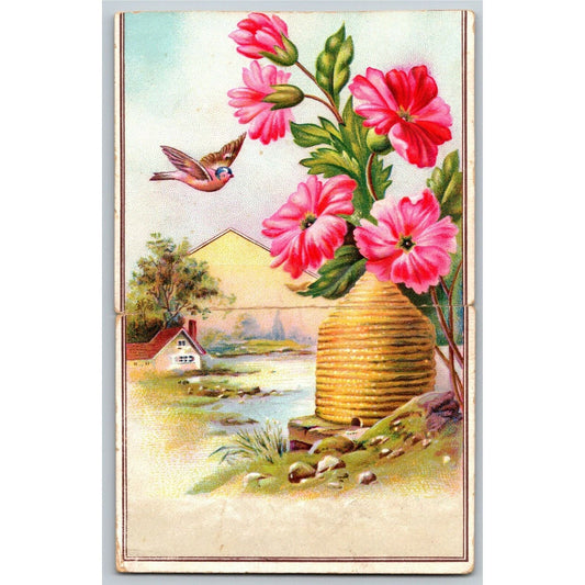 Lion Coffee Bird Flowers Outdoors Trade Card - Reverse Embossed Toledo, OH