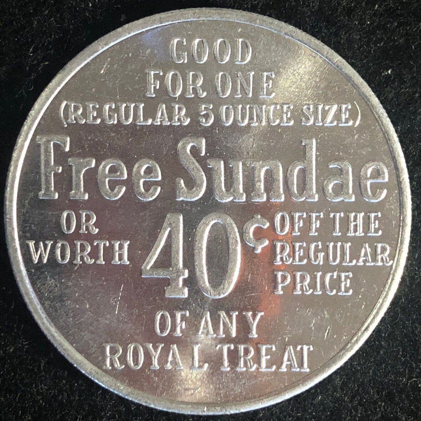 Dairy Queen G/F Free 5oz Sundae or 40c Alum. Token 39mm c1970's-80's VGC