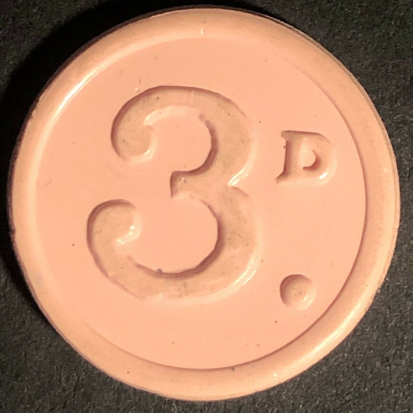 Chesterfield Transport England Plastic Token Peach / Pink 3D 23mm c50's-60's