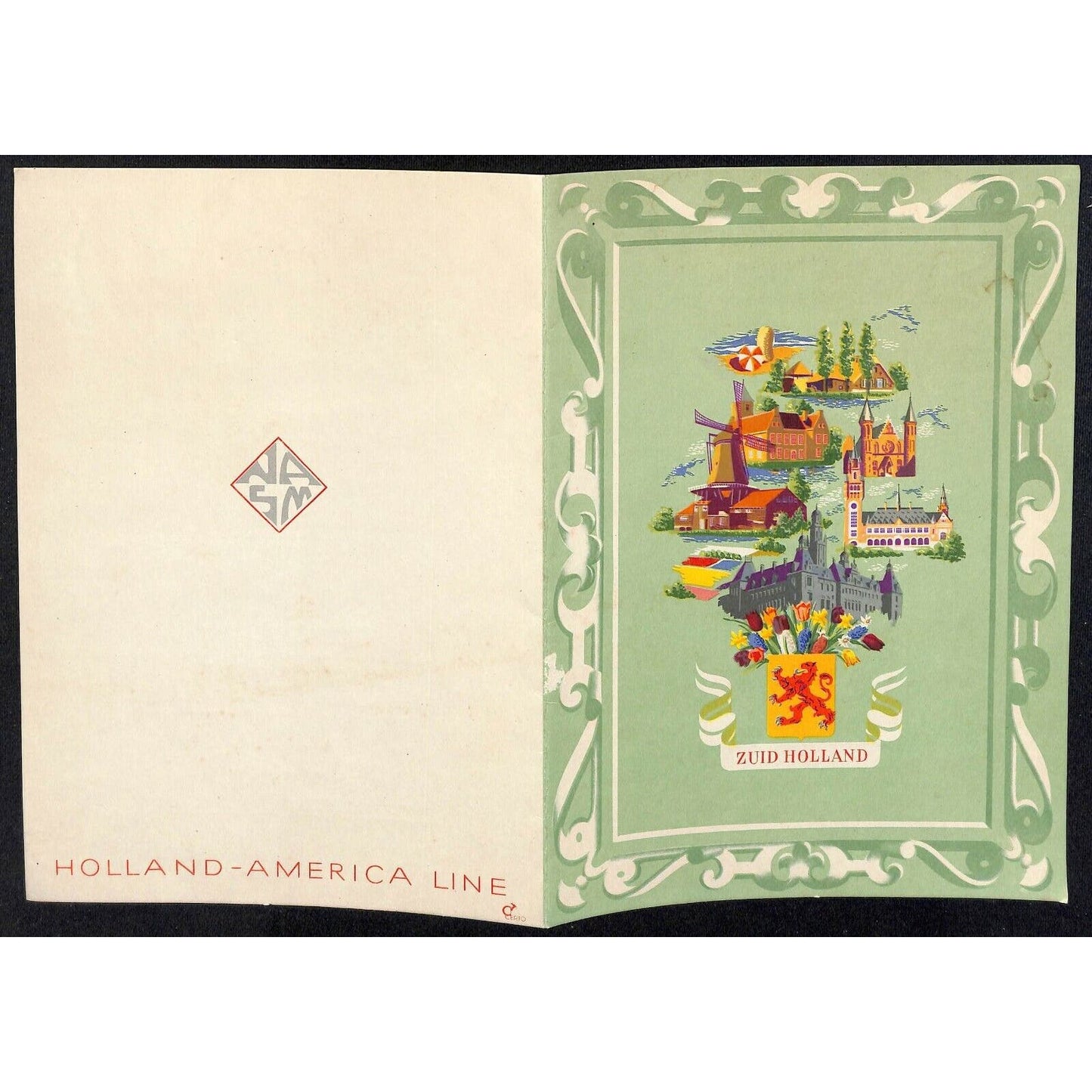 1953 Holland-America Maasdam West Indies Cruise Line Dinner Menu Jan 29 - VGC