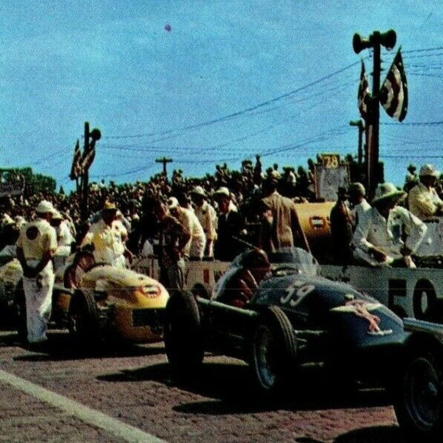 Indy 500 Postcard 1950 "A View of the Pit Area Moments Bef.." VGC Unposted