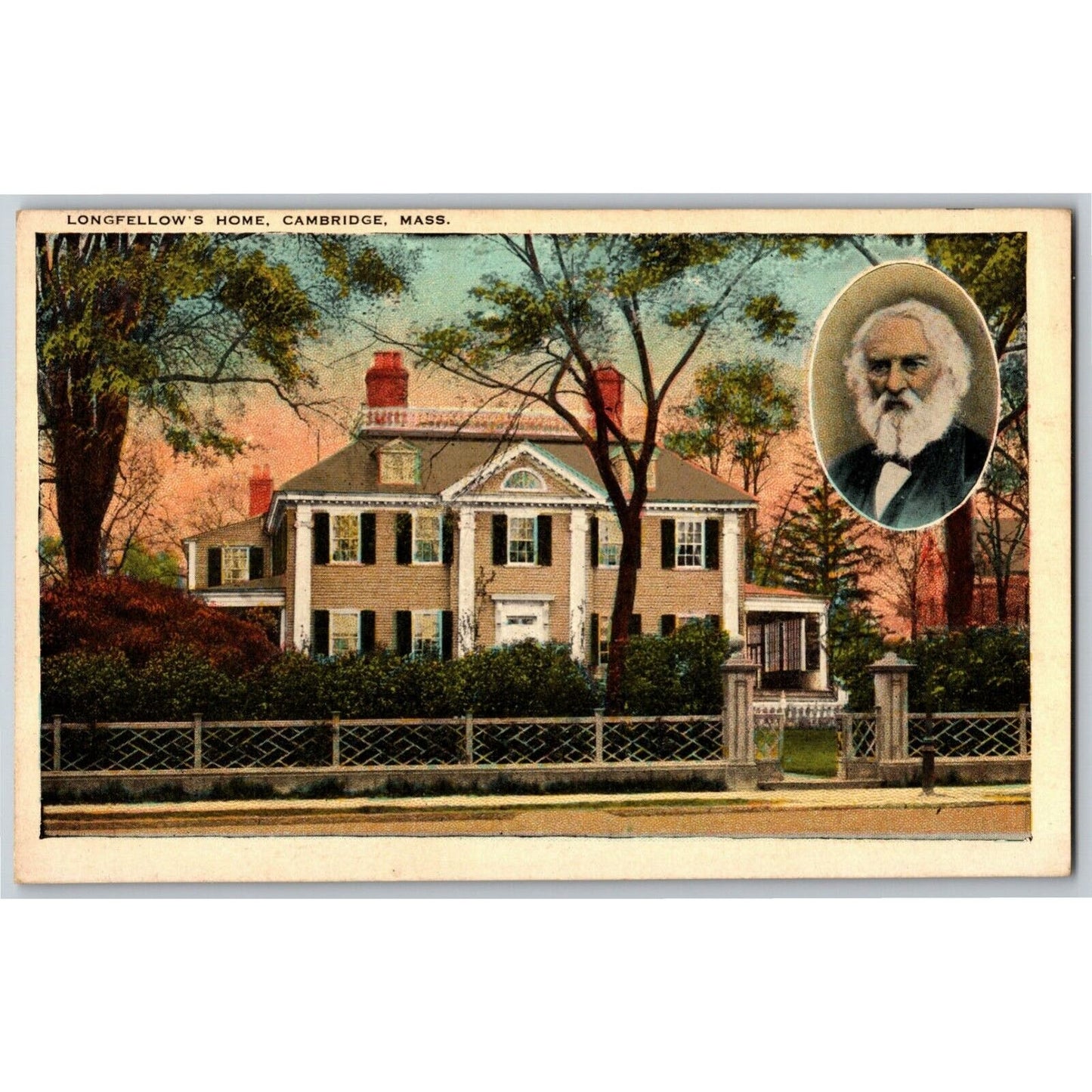 "Longfellow's Home Cambridge, MASS" NP Vintage Postcard