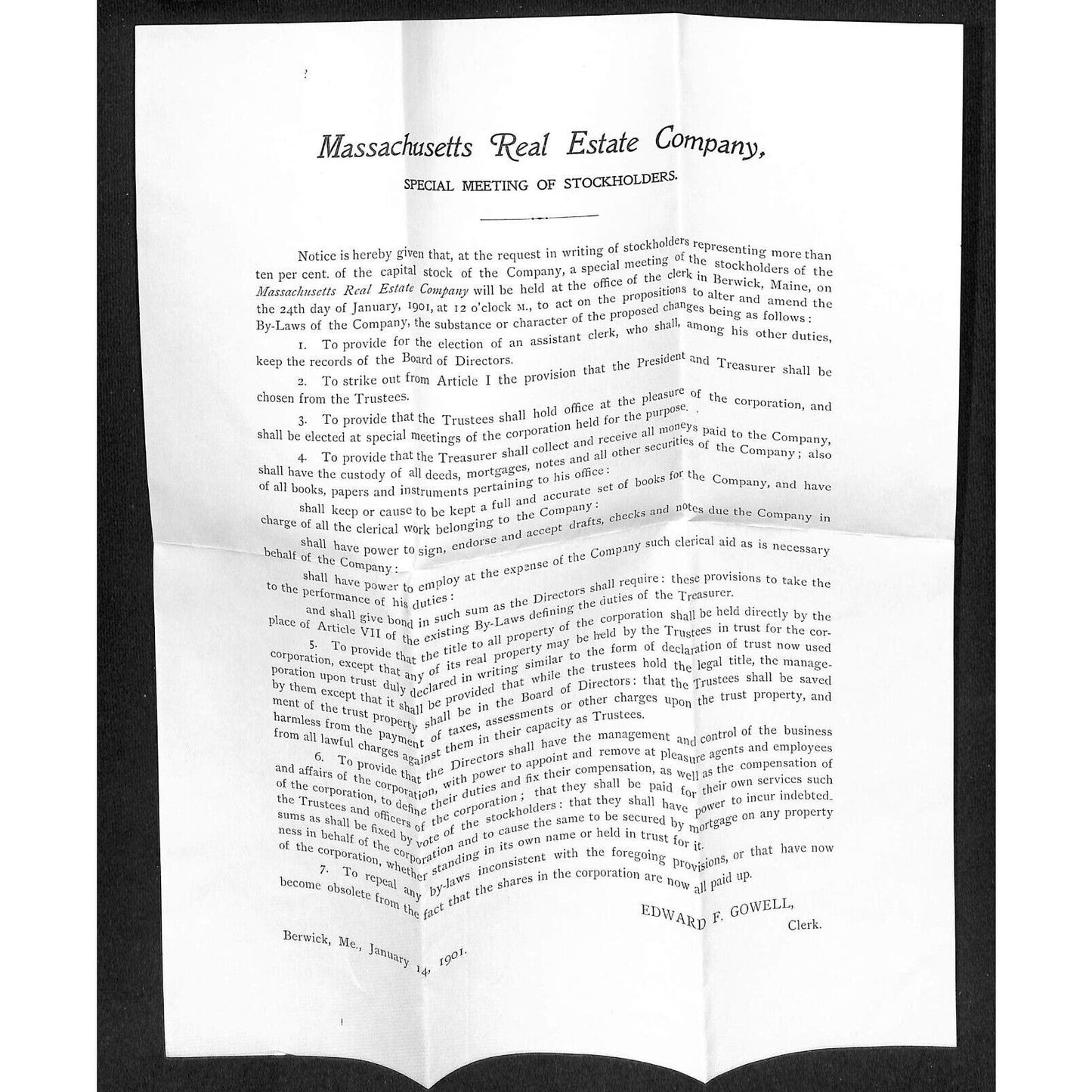 Newburgh, ME Amos W. Knowlton* 1901 Massachusetts Real Estate Co. Letterhead