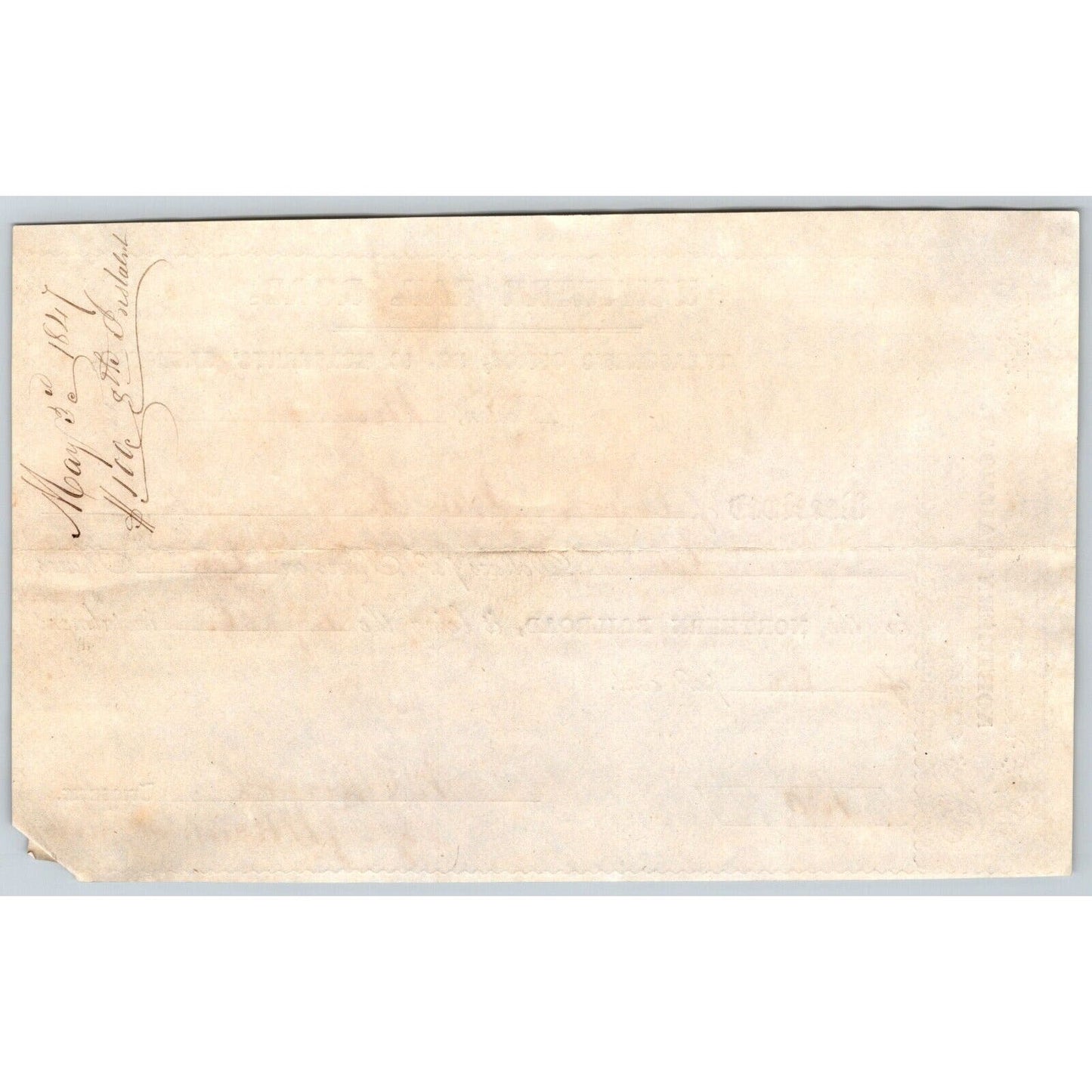 1847 Boston, MA Northern Railroad Treasurer Stock Receipt 10 @$10ea "Abel Low"