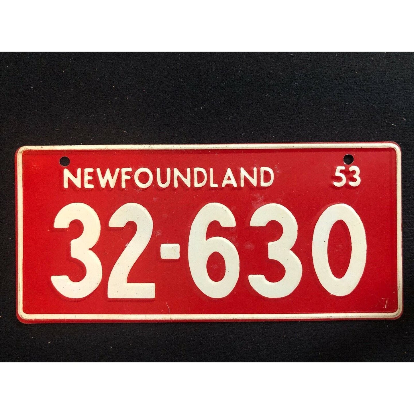 1953-54 General Mills Wheaties Tin Mini Bicycle License Plate - Newfoundland