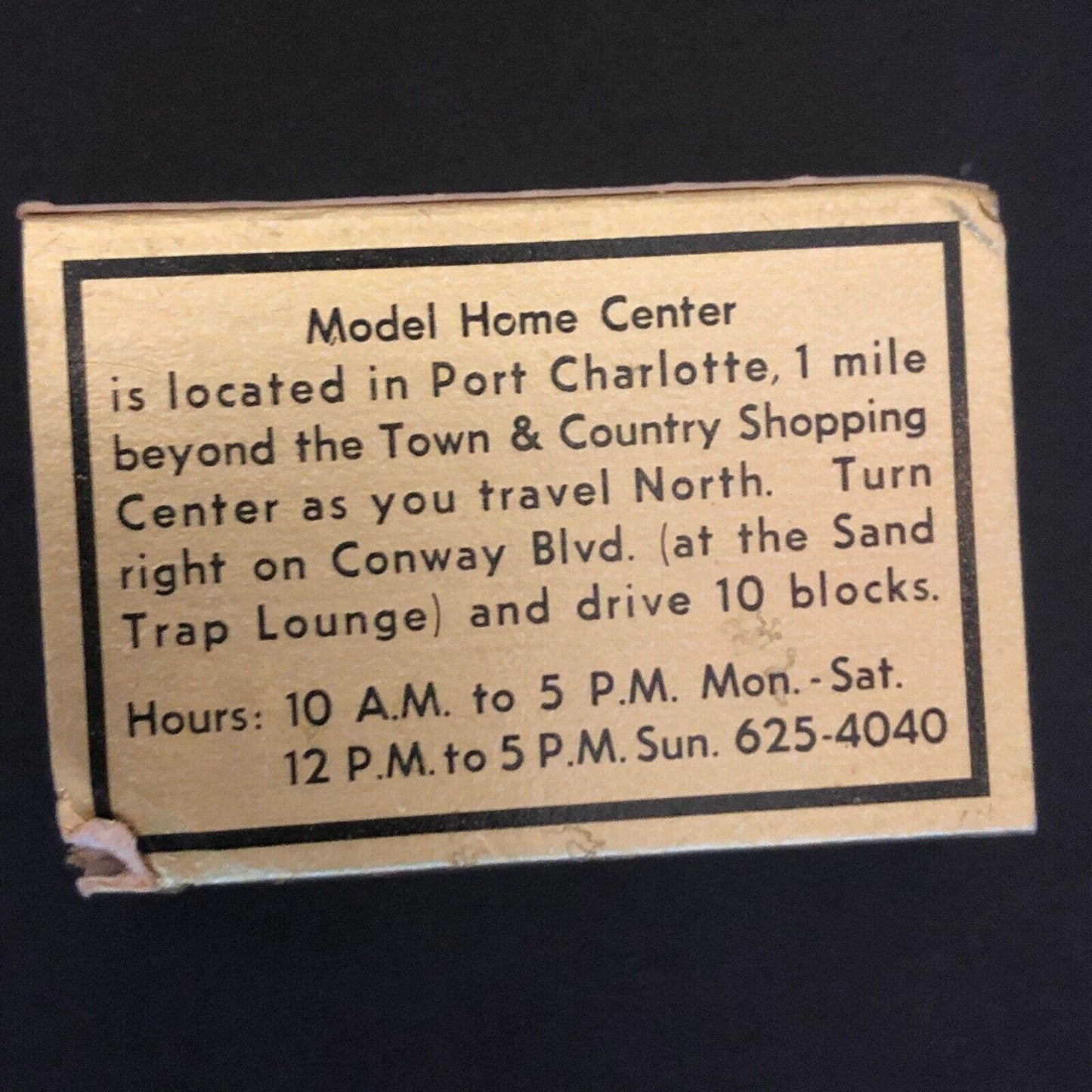 c1970's-80's Wooden Matchbox Matchbook "Aztec Construction" Port Charlotte, FLA