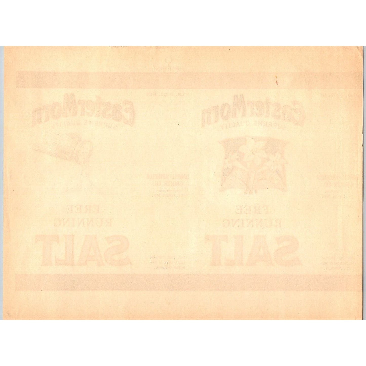 EasterMorn Free Running Salt Paper Label Lowell-Krekeler St. Louis c1937 Scarce