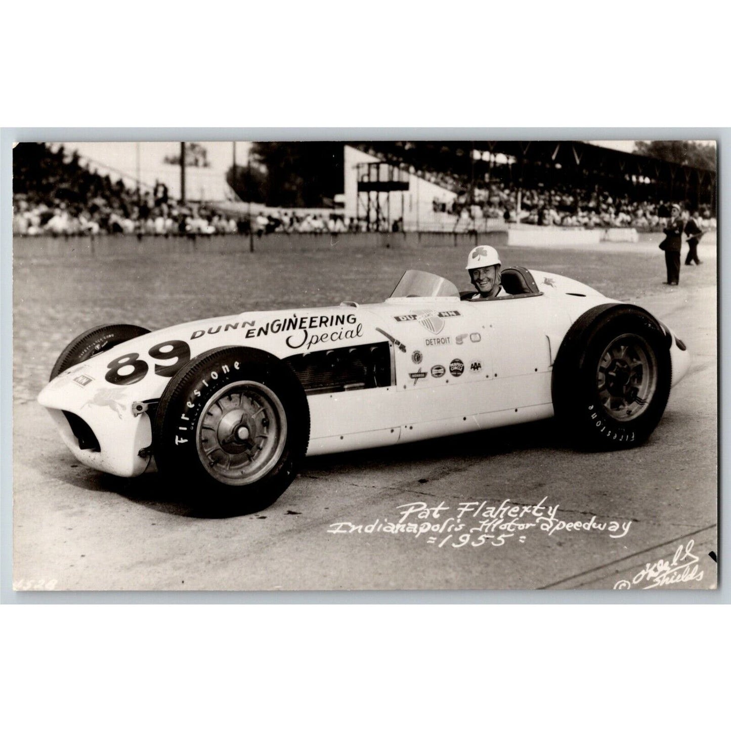 Indy 500 RPPC Postcard "1955 Pat Flaherty" Official Race Photo Unposted VGC