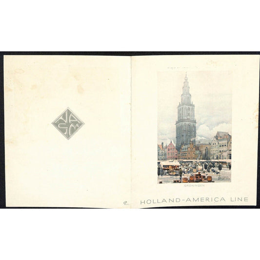 1953 Holland-America Maasdam West Indies Cruise Line Dinner Menu Feb 2 - VGC
