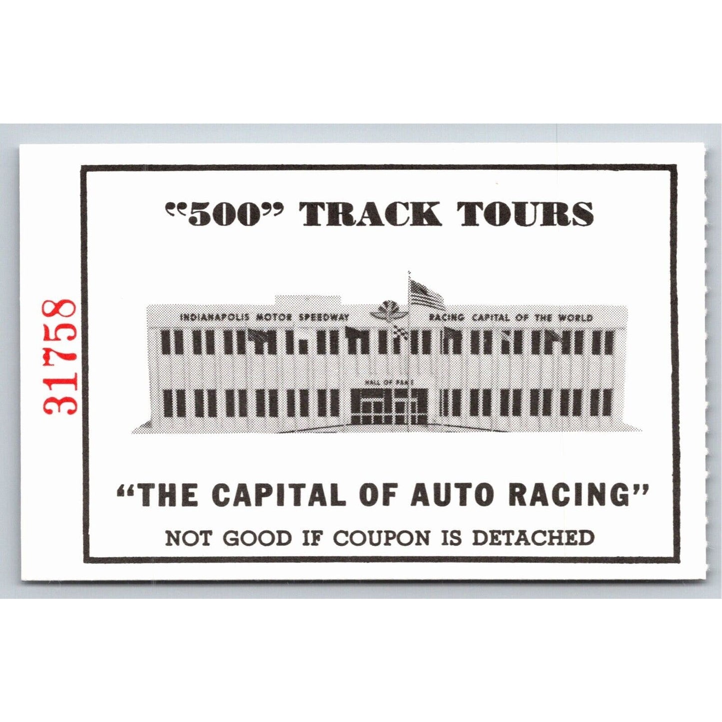 c1980's Indy 500 HOF Museum Track Tour Comp Ticket Stub Indianapolis #31758