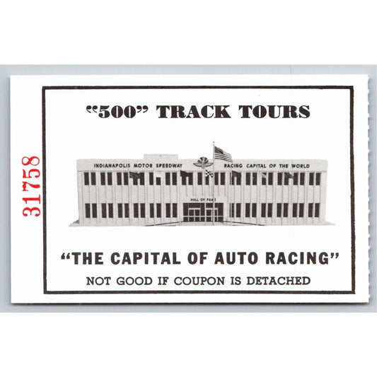 c1980's Indy 500 HOF Museum Track Tour Comp Ticket Stub Indianapolis #31758