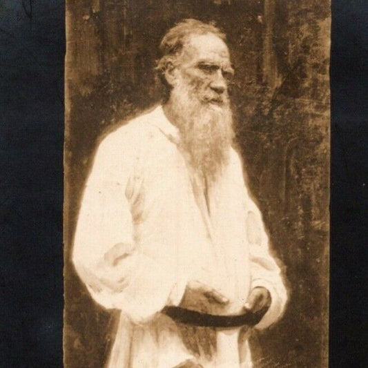 c1910 Vintage Russian RPPC* Postcard Leo Tolstoy Stands Outdoor Barefoot (4157)
