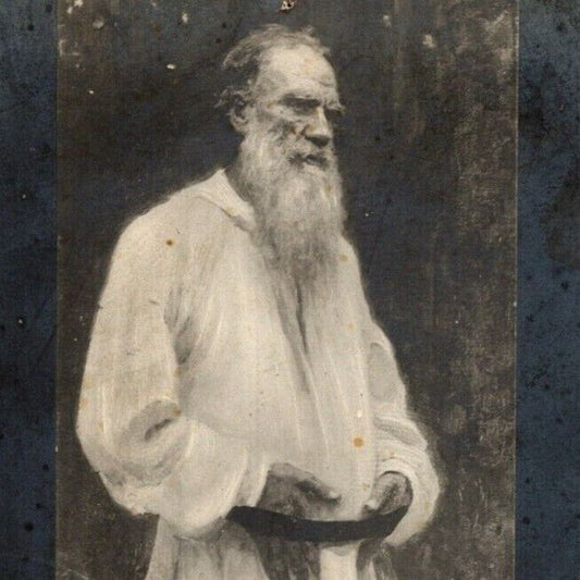 c1910 Vintage Russian RPPC* Postcard Leo Tolstoy Stands Outdoor Barefoot (4156)
