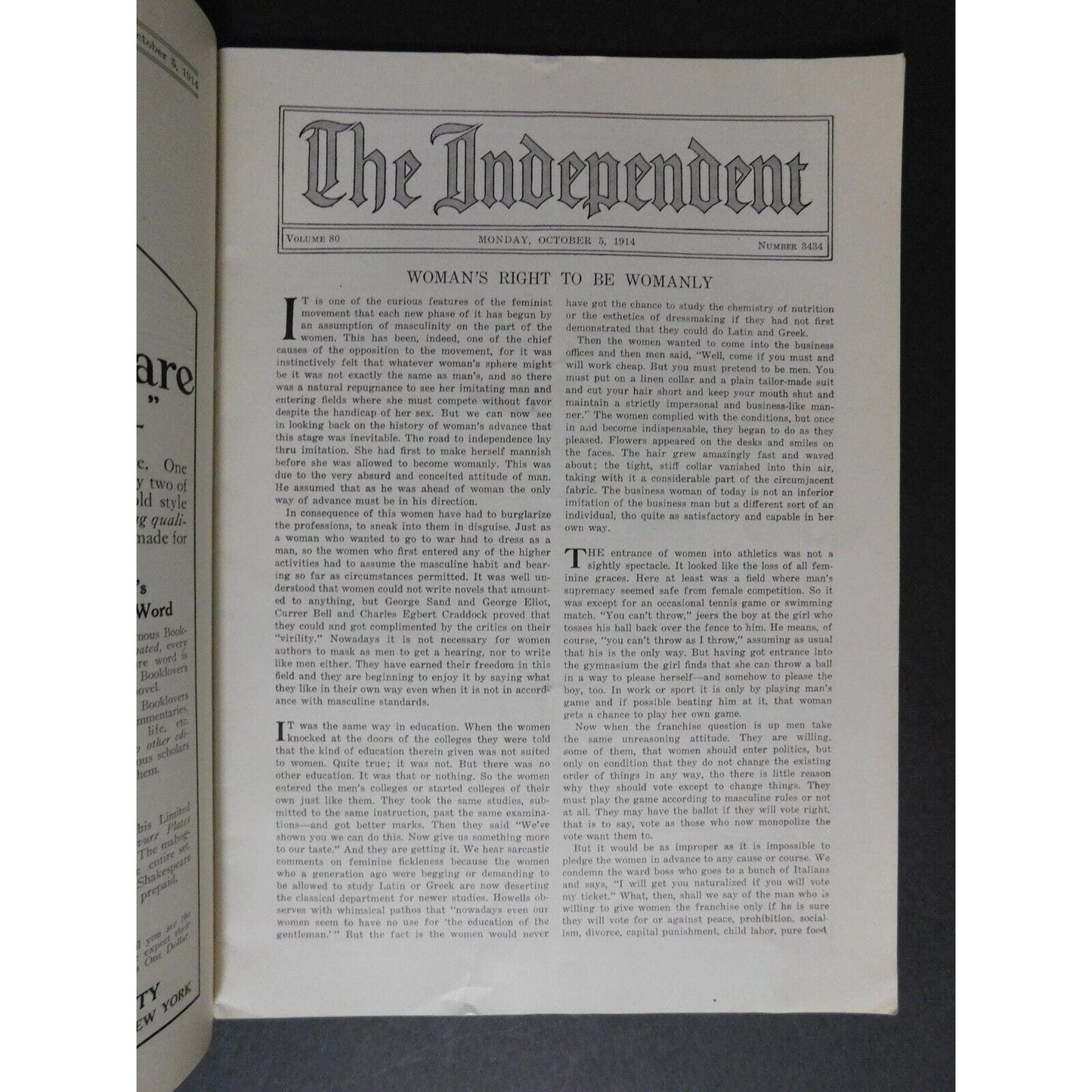 "The Independent Weekly" The Challenge of the Submarine Oct 5 1914 - 40 pgs.