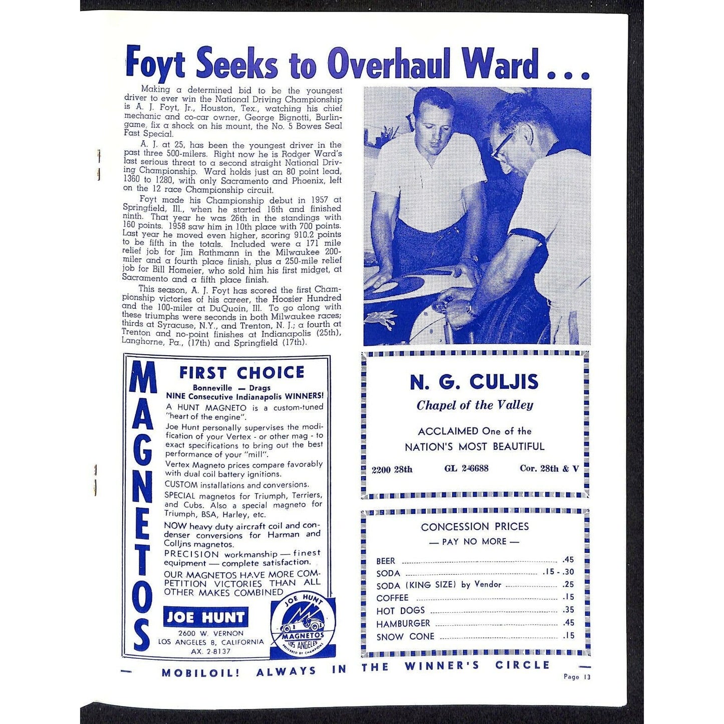 Scarce 10/30 1960 Sacramento State Fair USAC Racing Program Big Car 100 Mile