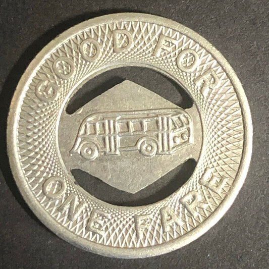 c1940's 21mm Denney & Hines Bus Company G/F One Fare Token Muncie Indiana