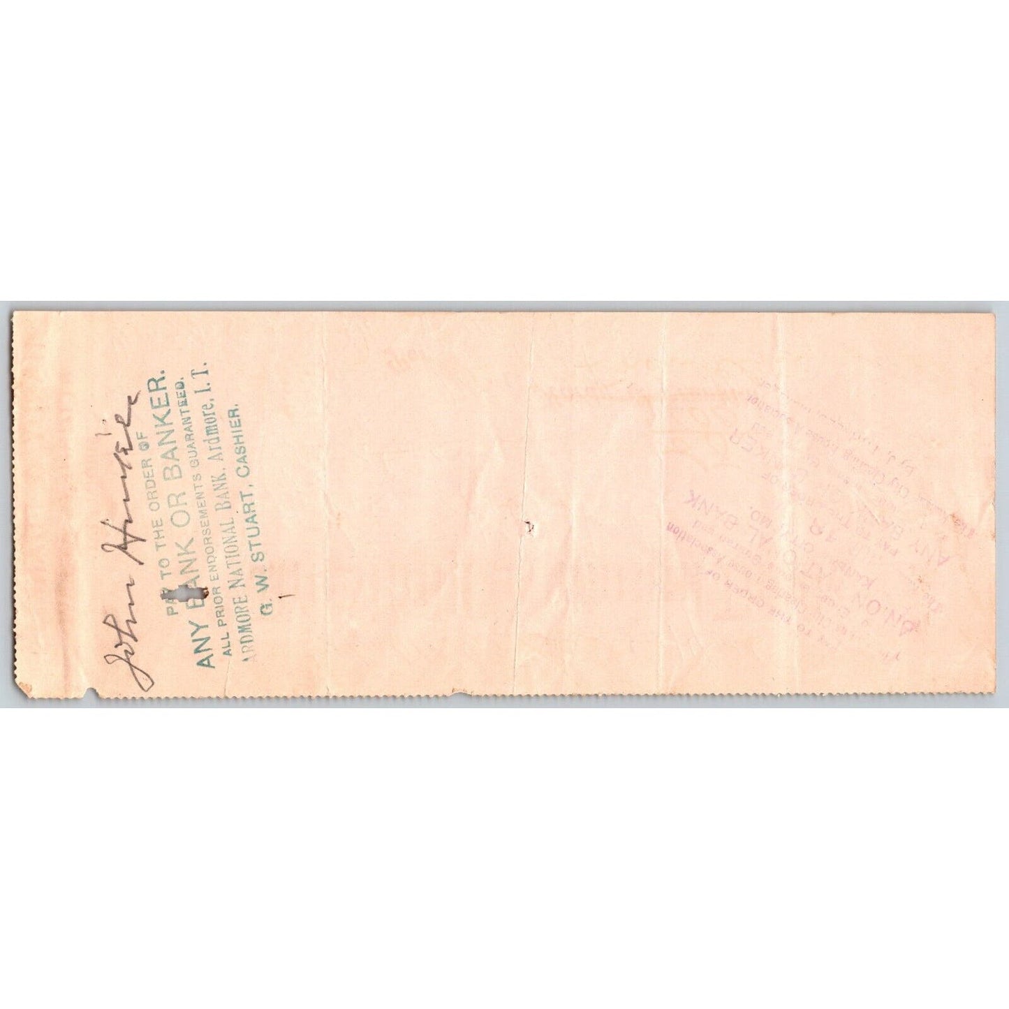 Madill, OK 1906 Indian Territory Hardy & Franklin Attorneys Bank Check Scarce