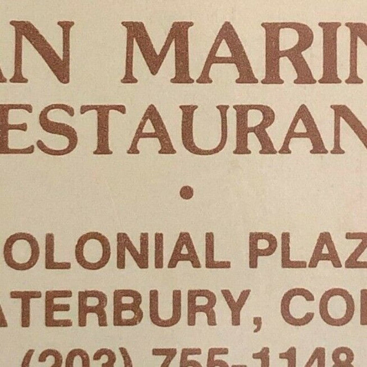 c1970's-80's Wooden Matchbox Matchbook "San Marino Restaurant" Waterbury, CONN
