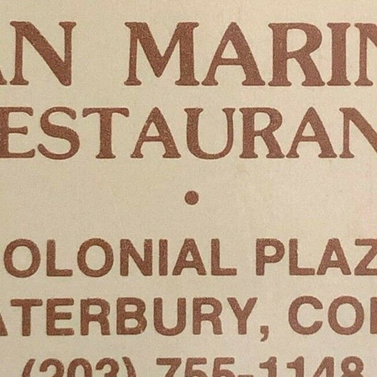 c1970's-80's Wooden Matchbox Matchbook "San Marino Restaurant" Waterbury, CONN
