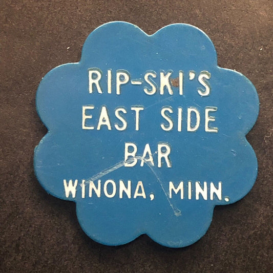 Winona, MI Rip-Ski's East Side Bar Plastic G/F 1 Mixed Drink Token c1960's-70's