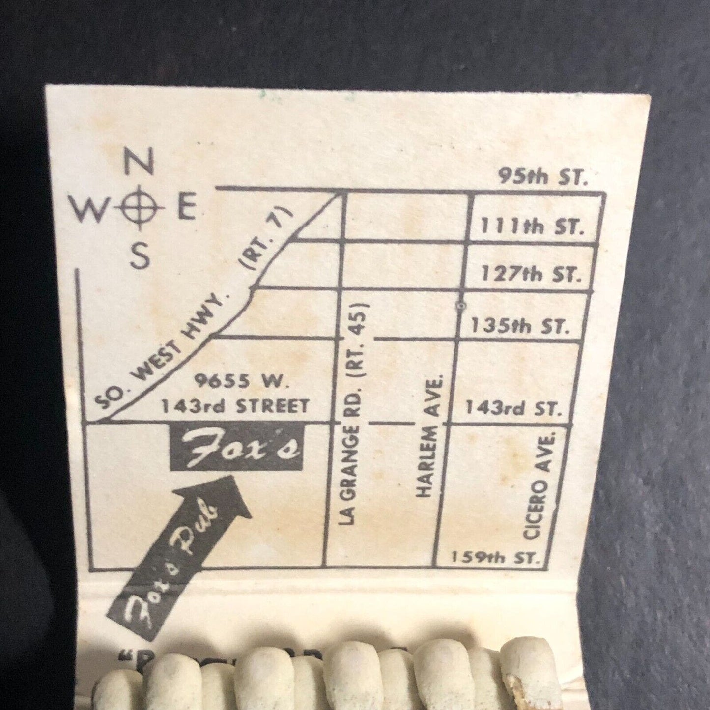 Fox's Orland Park Restaurant Pub Matchbook c1974-84 w/ Coat of Arms