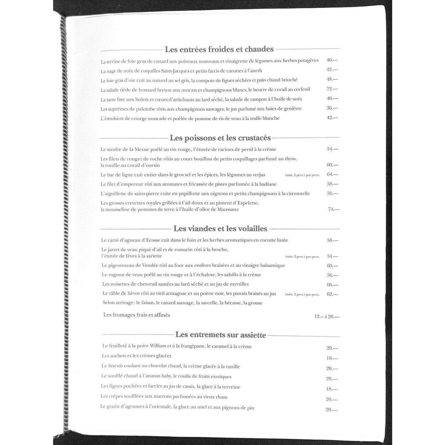 Domaine de Châteauvieux Peney-Dessus Menu 1996 - Signed by Chef Chevrier
