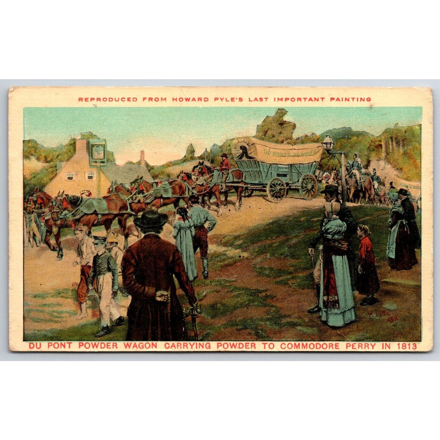 Dupont Powder Wagon Commodore Perry 1813 Advertising Postcard c1910-15