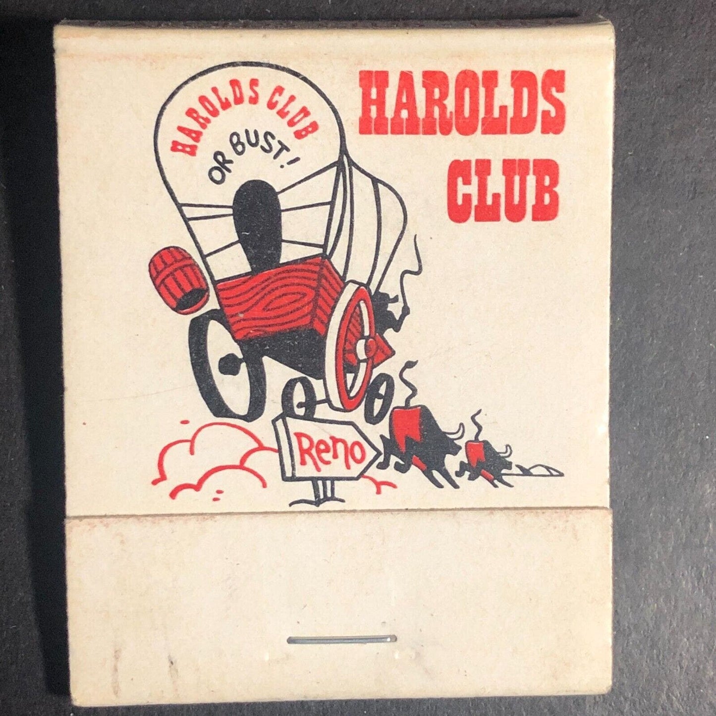 Harolds Club Reno Covered Wagon Cowboy Full Matchbook c1973-79