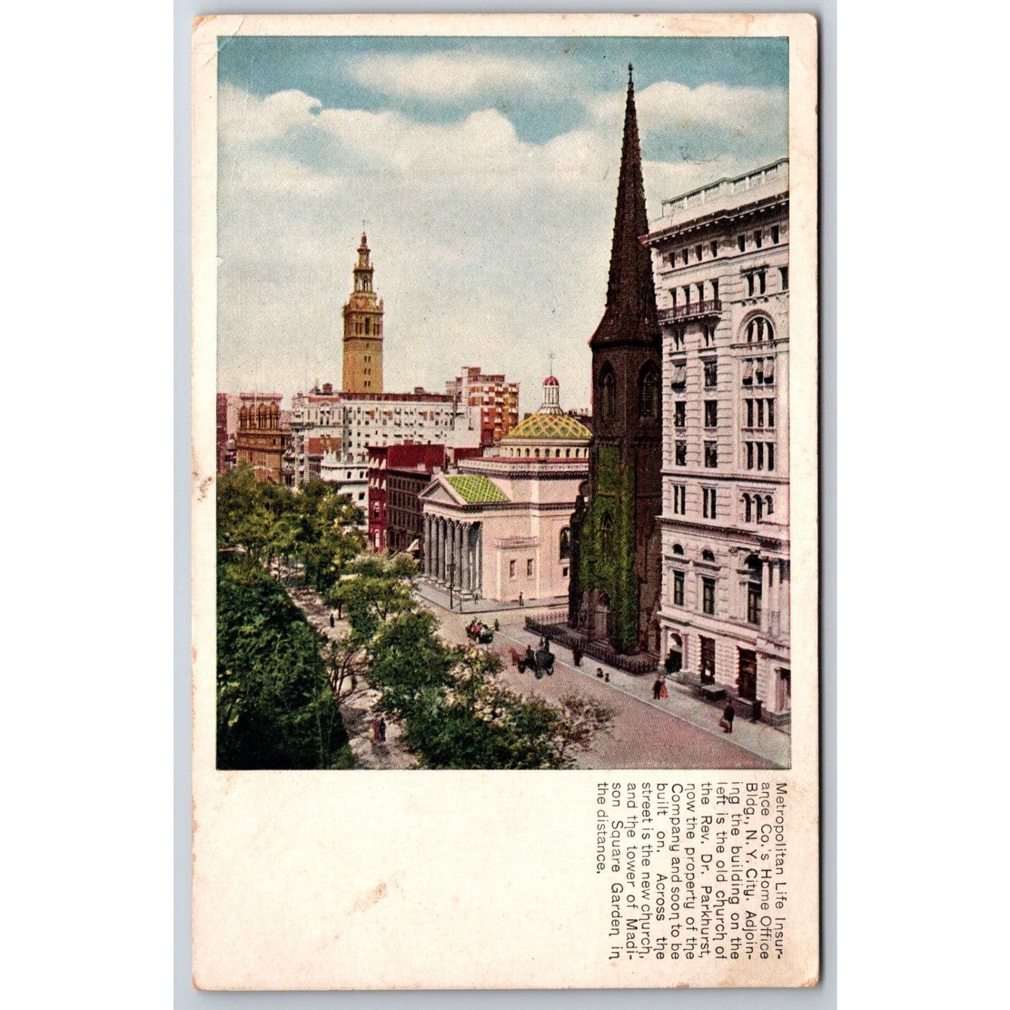 Metropolitan Life Ins. Building NYC Madison Square Advertising Postcard PM 1922