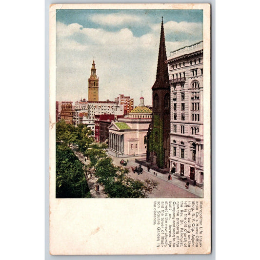 Metropolitan Life Ins. Building NYC Madison Square Advertising Postcard PM 1922