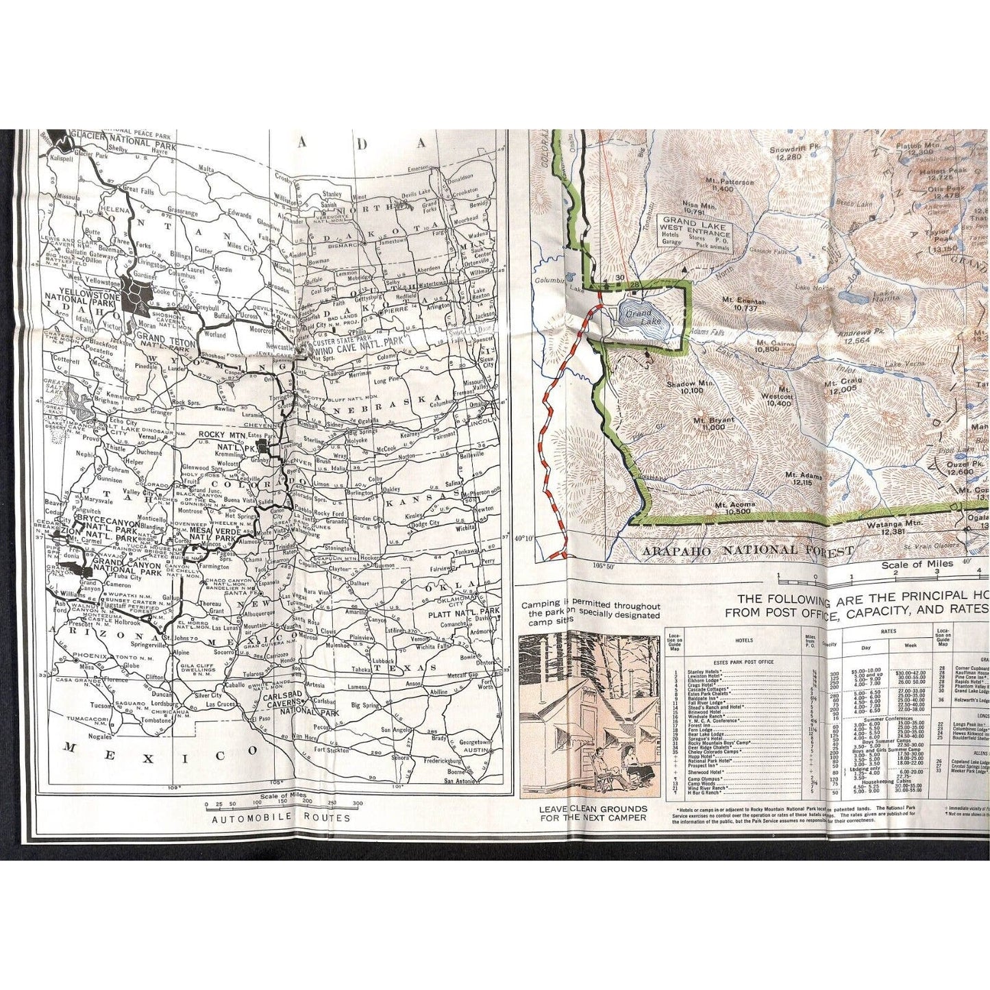National Park Service "Motorists Guide Rocky Mountain National Park 1937" Scarce