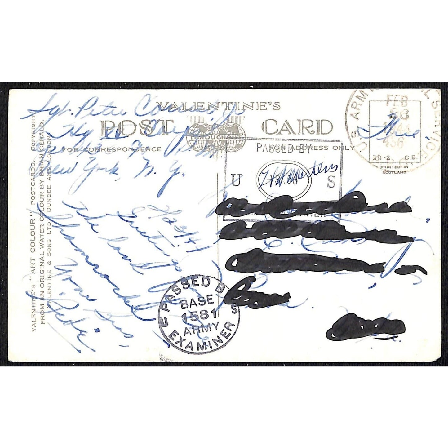 St. Patrick's Day Postcard "Old Irish Village" 1944 PM w/ "Army Passed"