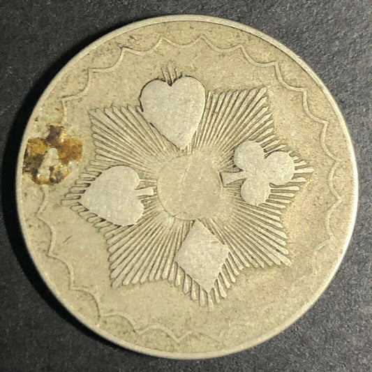 Brass 22.45mm U.S. "1" Four Suits Radiant Gaming Counter Token Fauver Collection