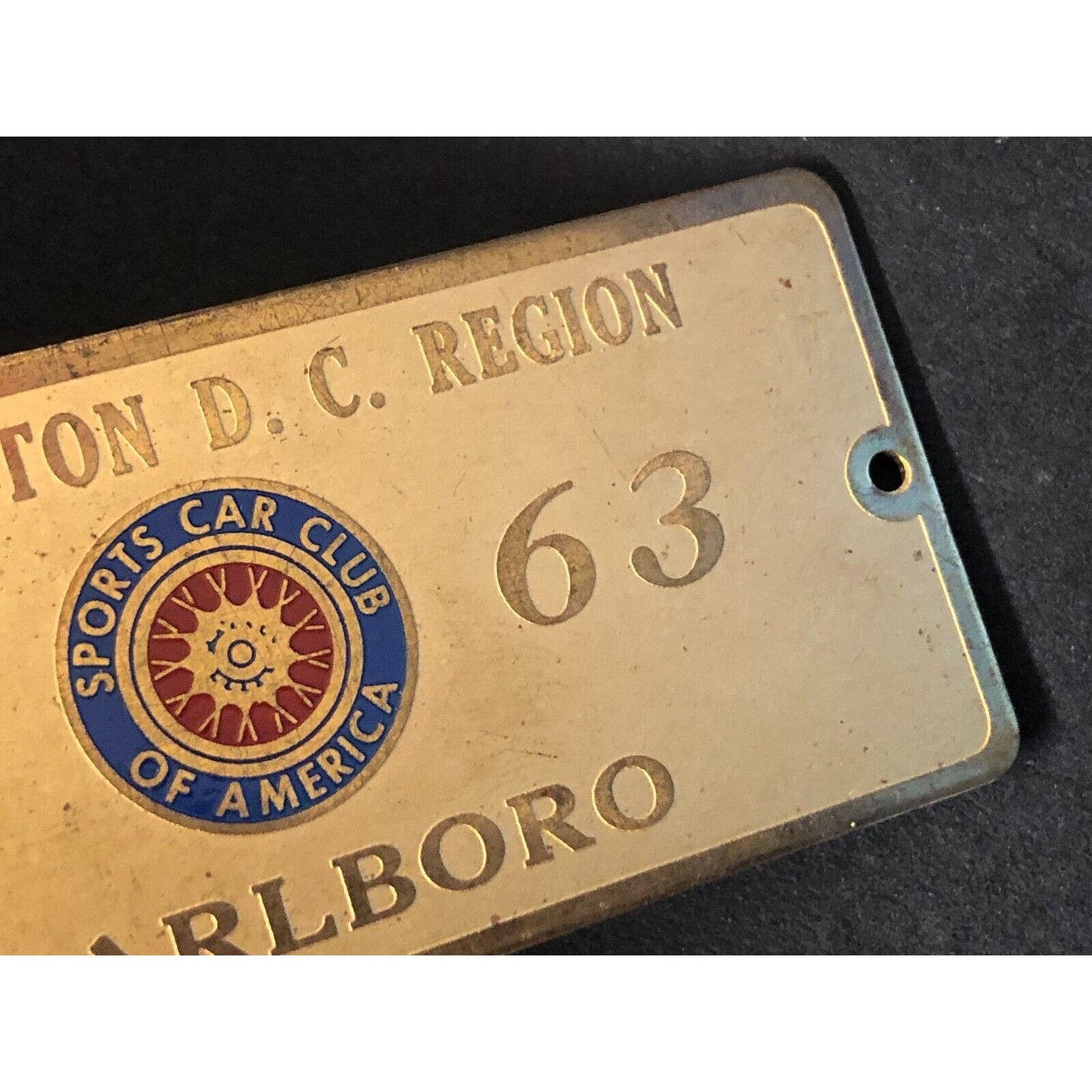 SCCA Washington DC Region Marlboro 1963 Brass Auto Racing Wall Plaque