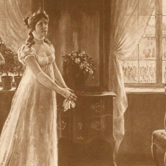 c1907-16 Bulgarian Postcard - Queen Louise and Napoleon in Tilsit