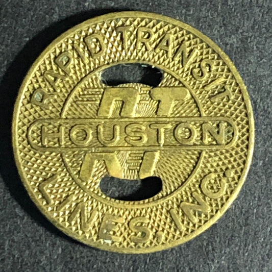 Houston Rapid Transit Lines Texas Brass G/F One Zone Adult Token 16.4mm