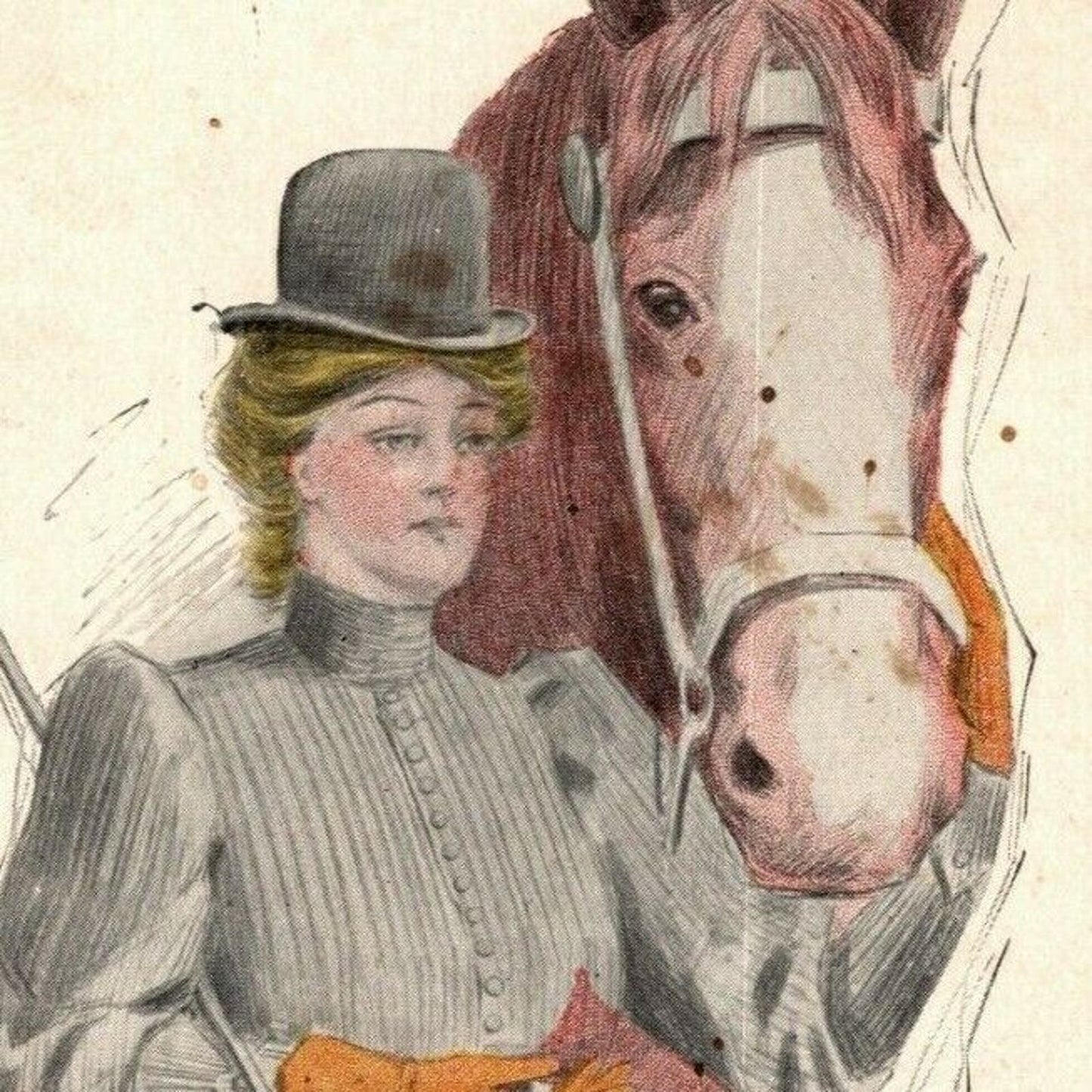 c1907 Vintage Society Girls Series "The Equestrienne" Hemsteger Postcard