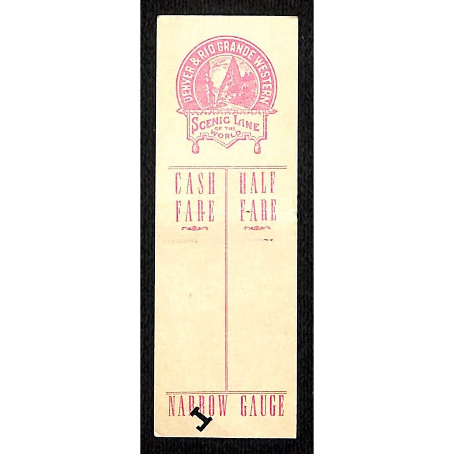 Denver & Rio Grande Western Scenic Line Souvenir ? Fare Seat Check