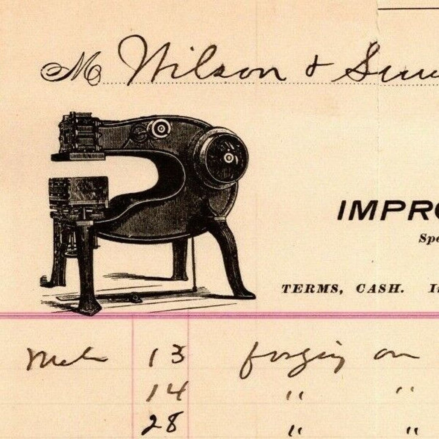 John Adams Leather Cutters Letterhead Billhead Worcester MASS re: Nelson & Smith