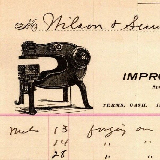 John Adams Leather Cutters Letterhead Billhead Worcester MASS re: Nelson & Smith
