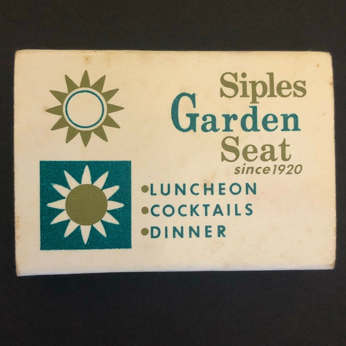 c1970's-80's Wooden Matchbox Matchbook "Siples Garden Seat" Clearwater, FL