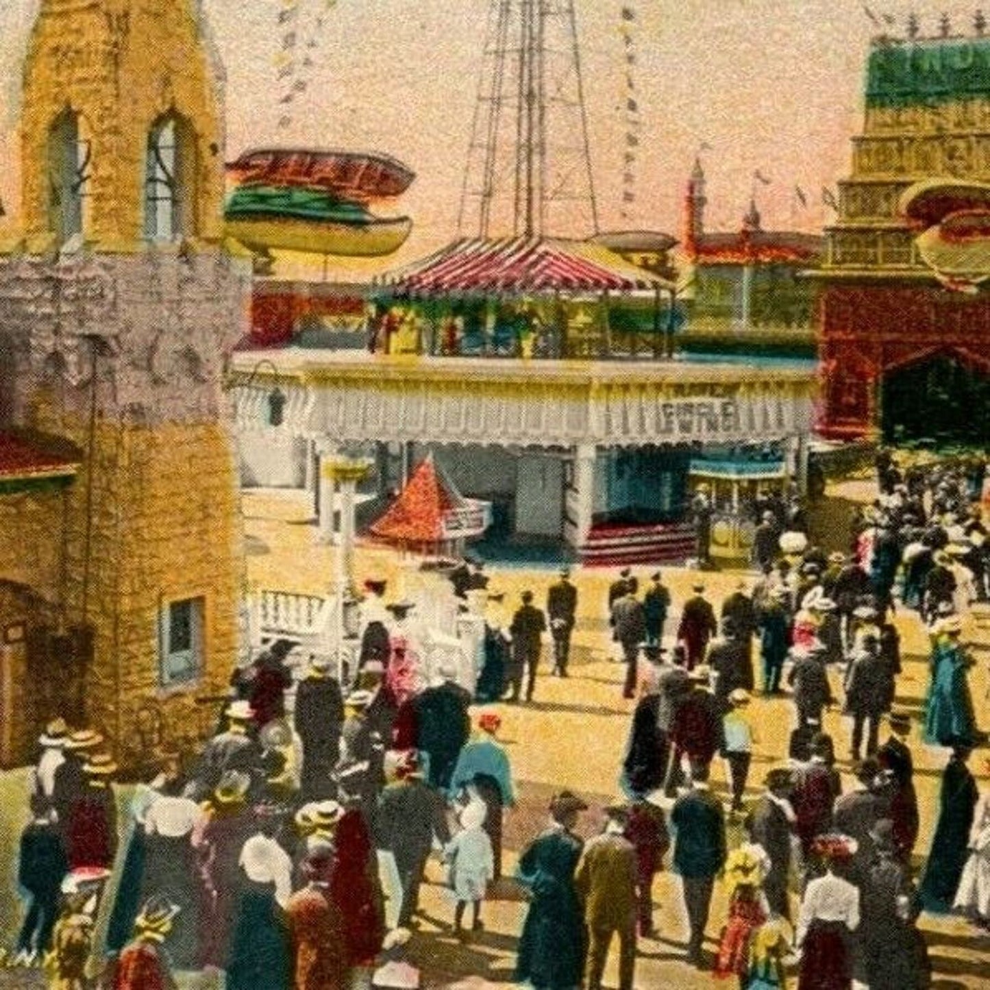 Vintage c1907-10 Postcard "Scene in Luna Park" (Illustrated PC Co. NY)