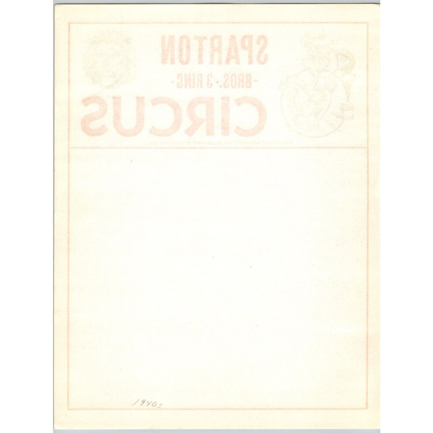 Sparton Bros 3 Ring Circus Letterhead c1940's Cincinnati Scarce