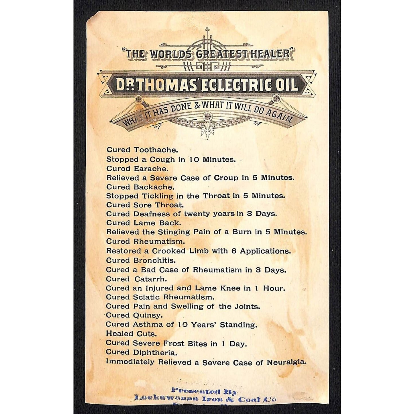 Dr. Thomas Electric Oil Large Victorian Trade Card Mary Anderson Fancy Dress